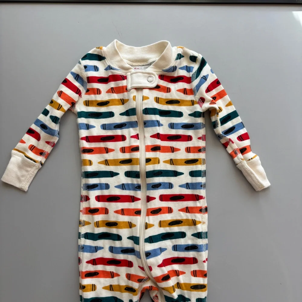 Hanna‎ Andersson Baby Zip Sleeper Colorful Crayon Print Pajamas Size 3-6M Pjs